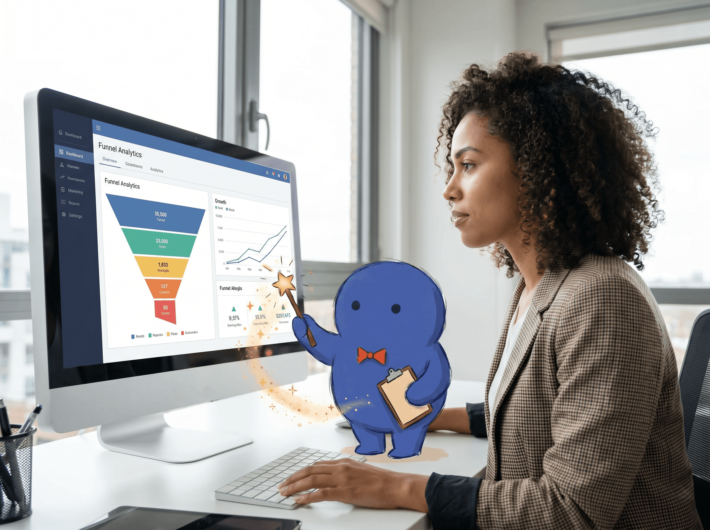 Dot helping a marketing leader review a growth audit dashboard